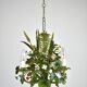 Chandelier vintage en tôle française avec bouquet de fleurs des champs, vert, années 1960 | Style bohème floral de milieu de siècle | Éclectique bohémien | Années 1950