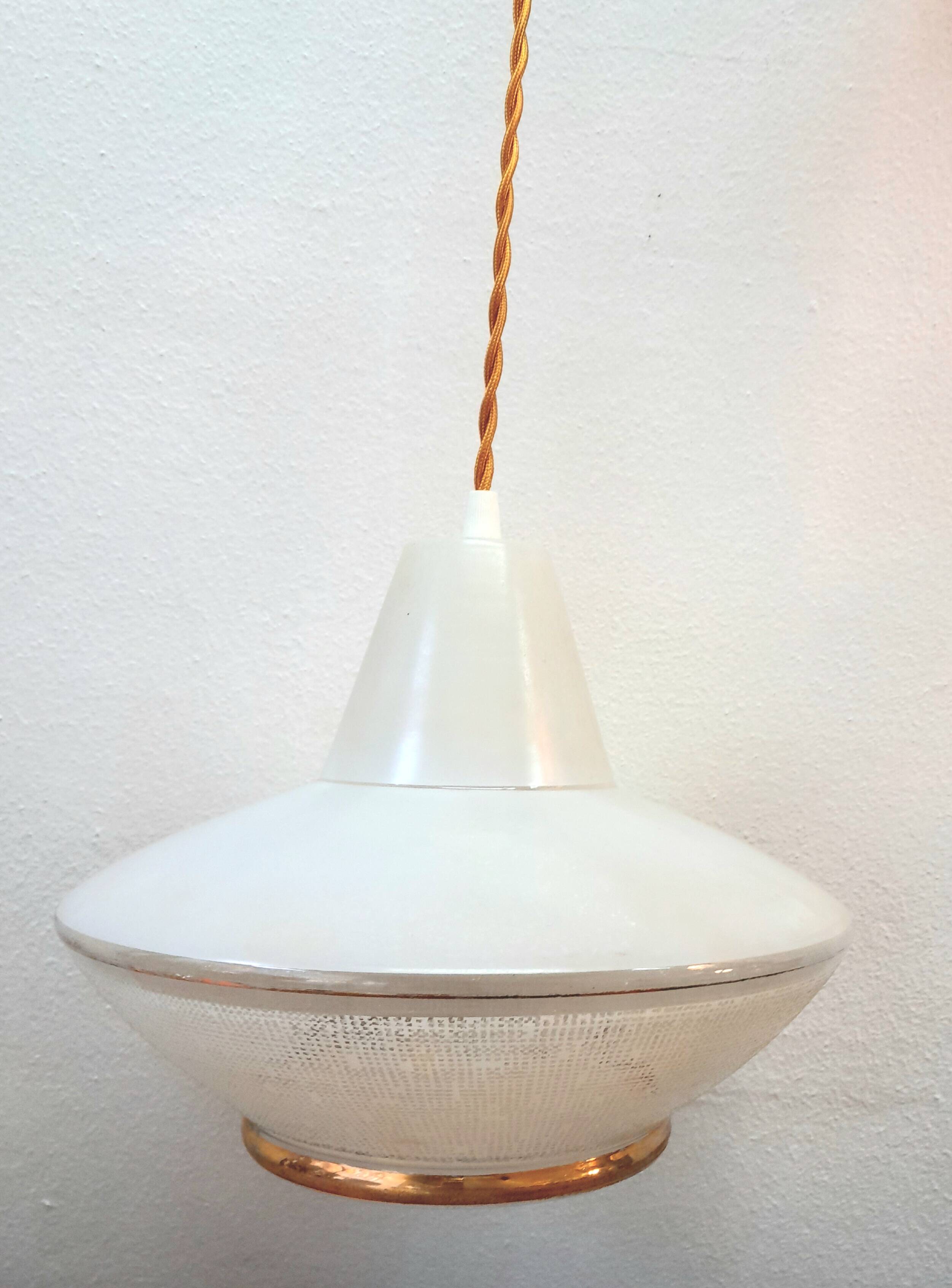 Space age glass UFO pendant light 1970
