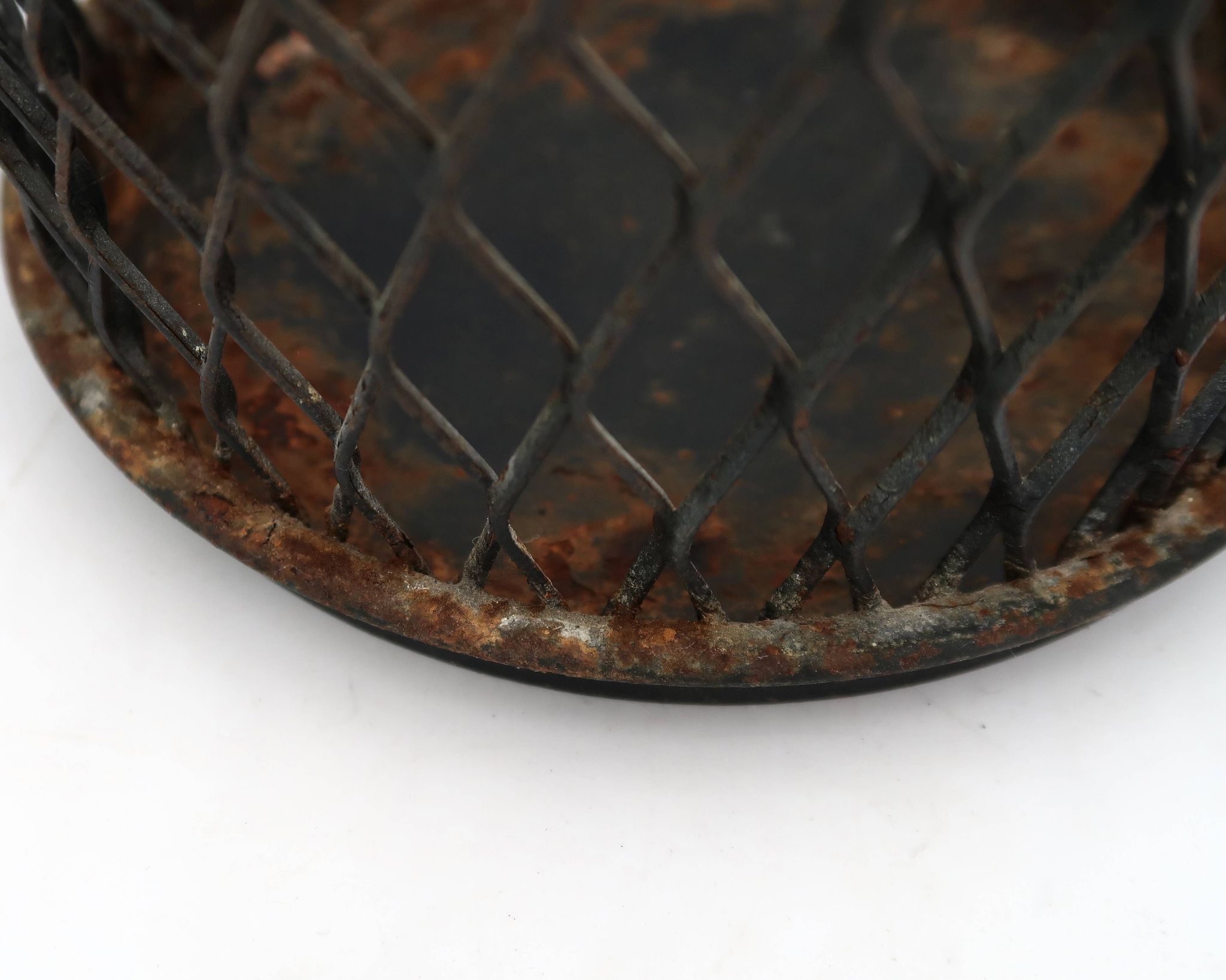 Black mesh metal cache pot in the style of Mathieu Matégot, 1950s.