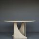 Architectural hand built Dining Table in white washed pine, 1970s