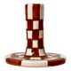 Handmade Brown Checkered Candlestick Holder