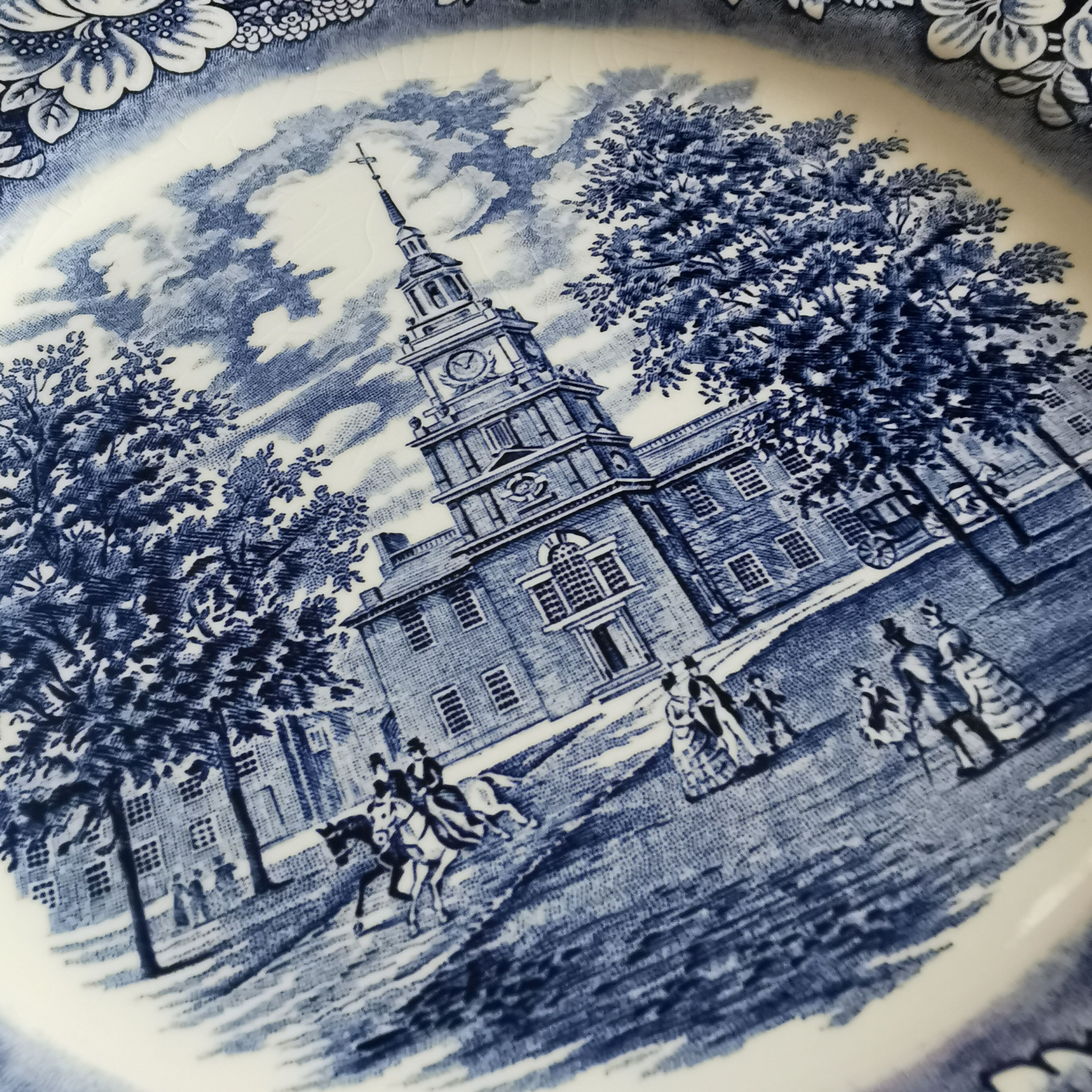 Antique Staffordshire Ironstone flat plate. “Liberty Blue” model. English manufacturing