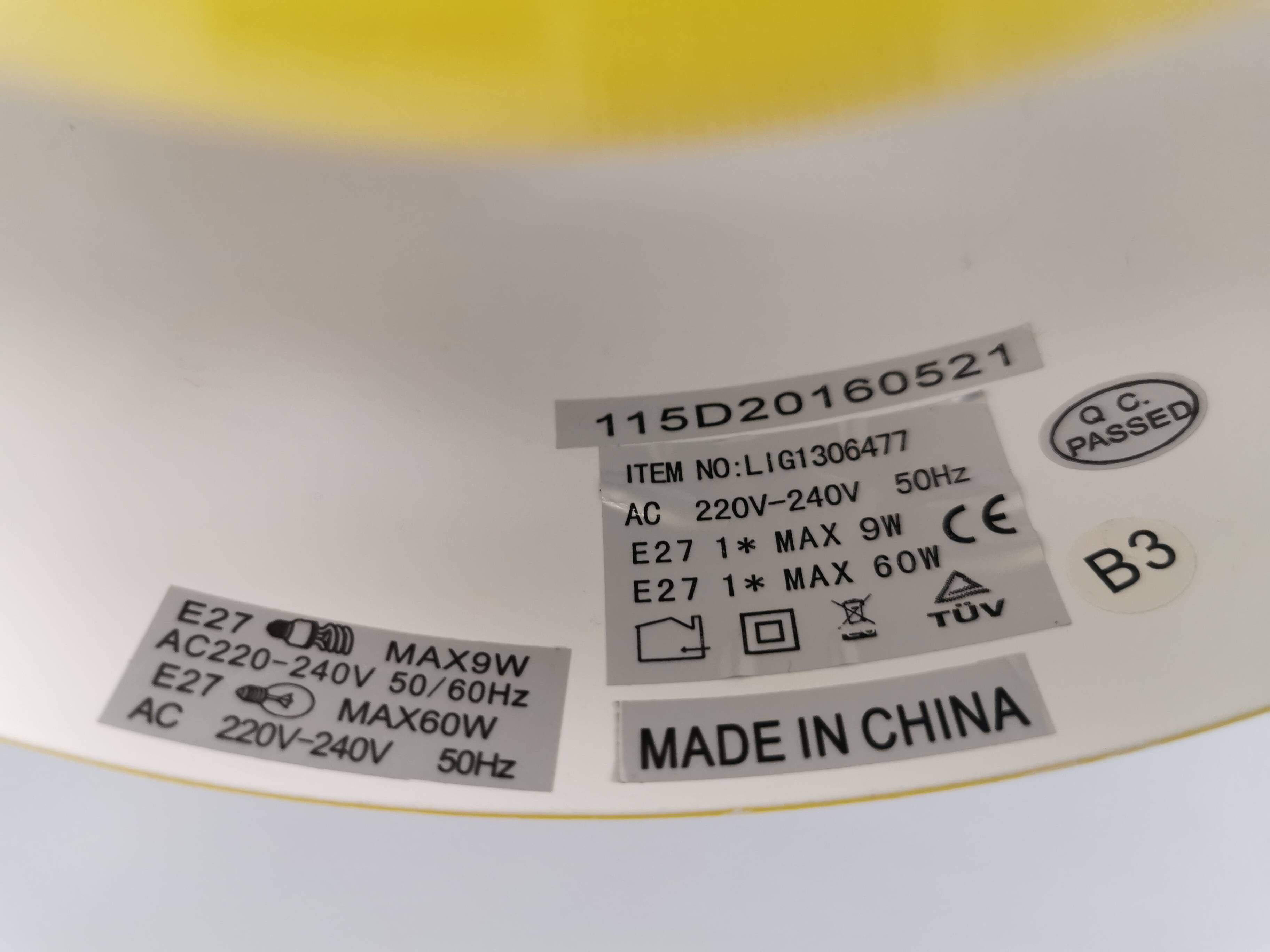 Hanging lamp in beautiful yellow colour