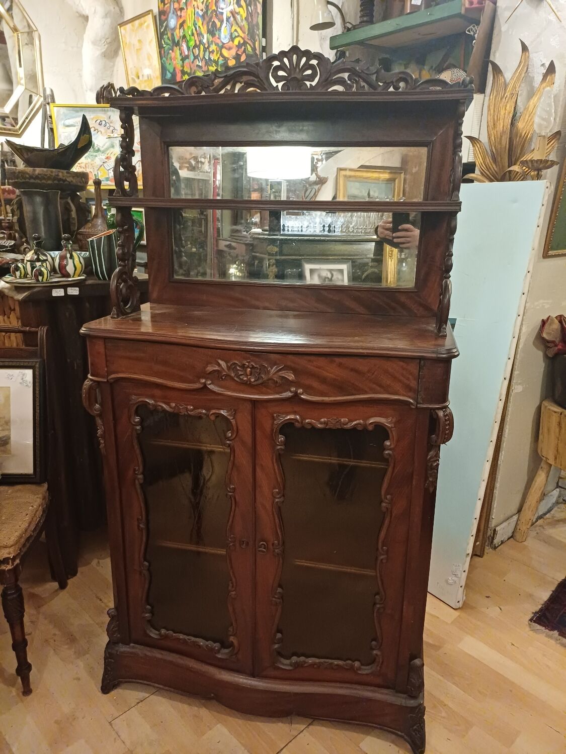 Small mahogany cabinet from the Napoleon III period, in its original 19th-century condition.