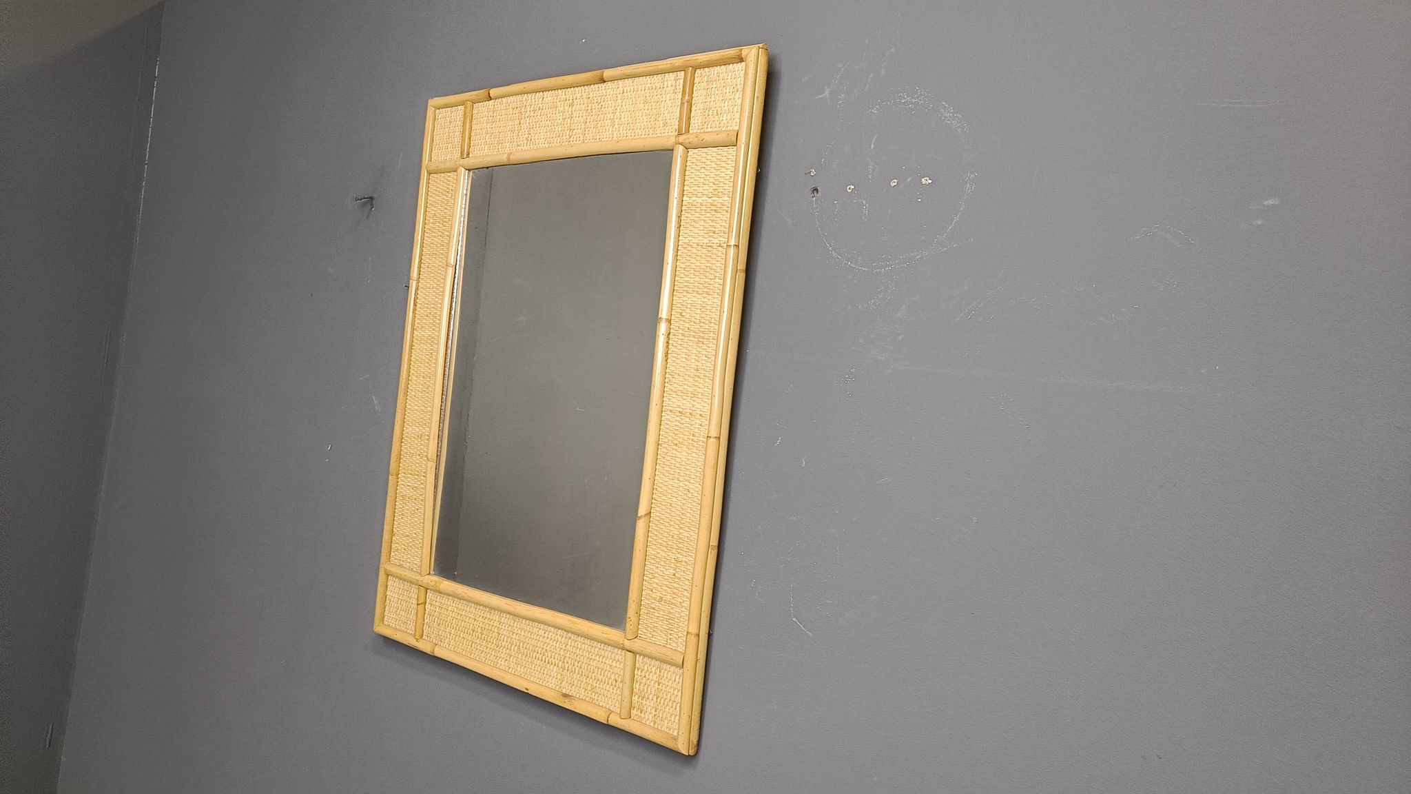 Mid century bamboo mirror by Dal Vera, 1960s