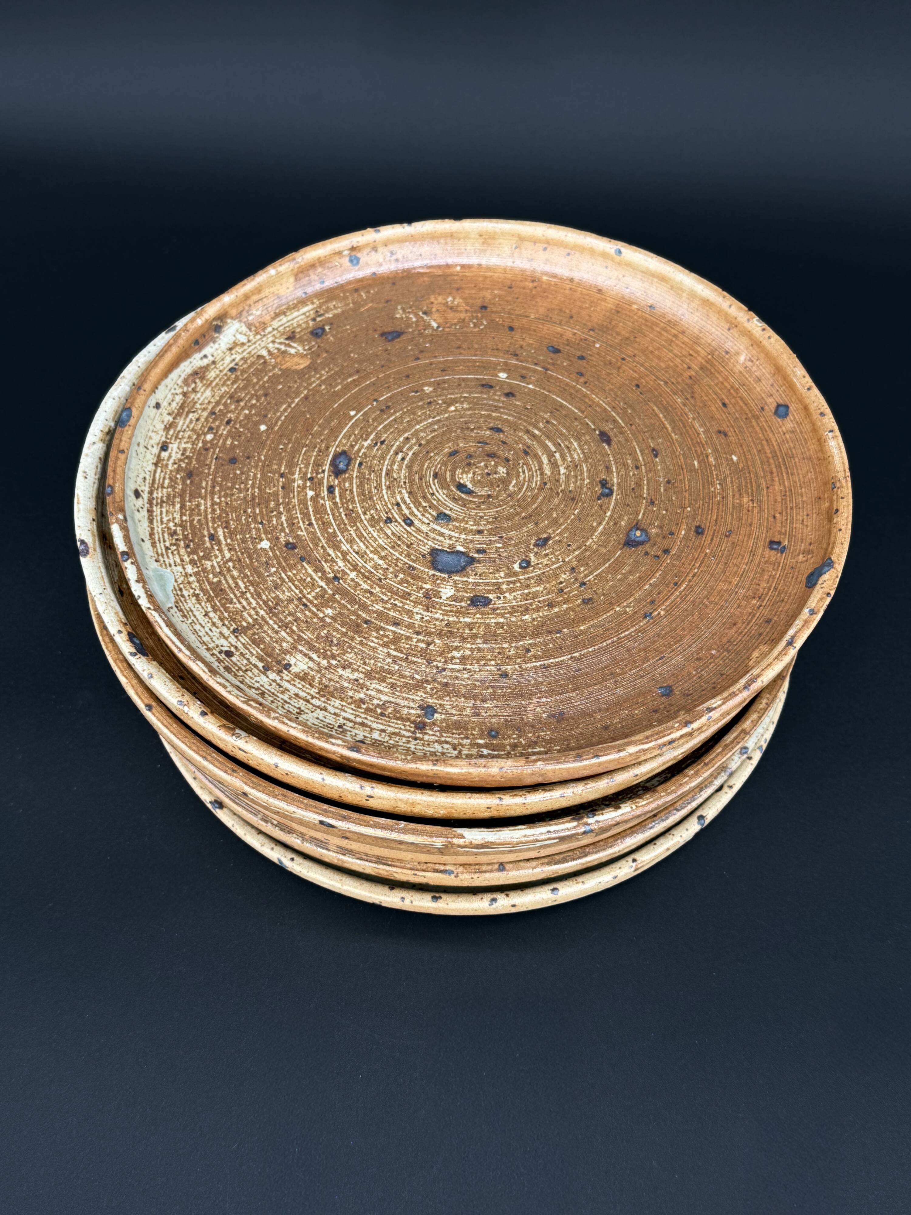 Lot de 6 assiettes en grès pyrité artisanal