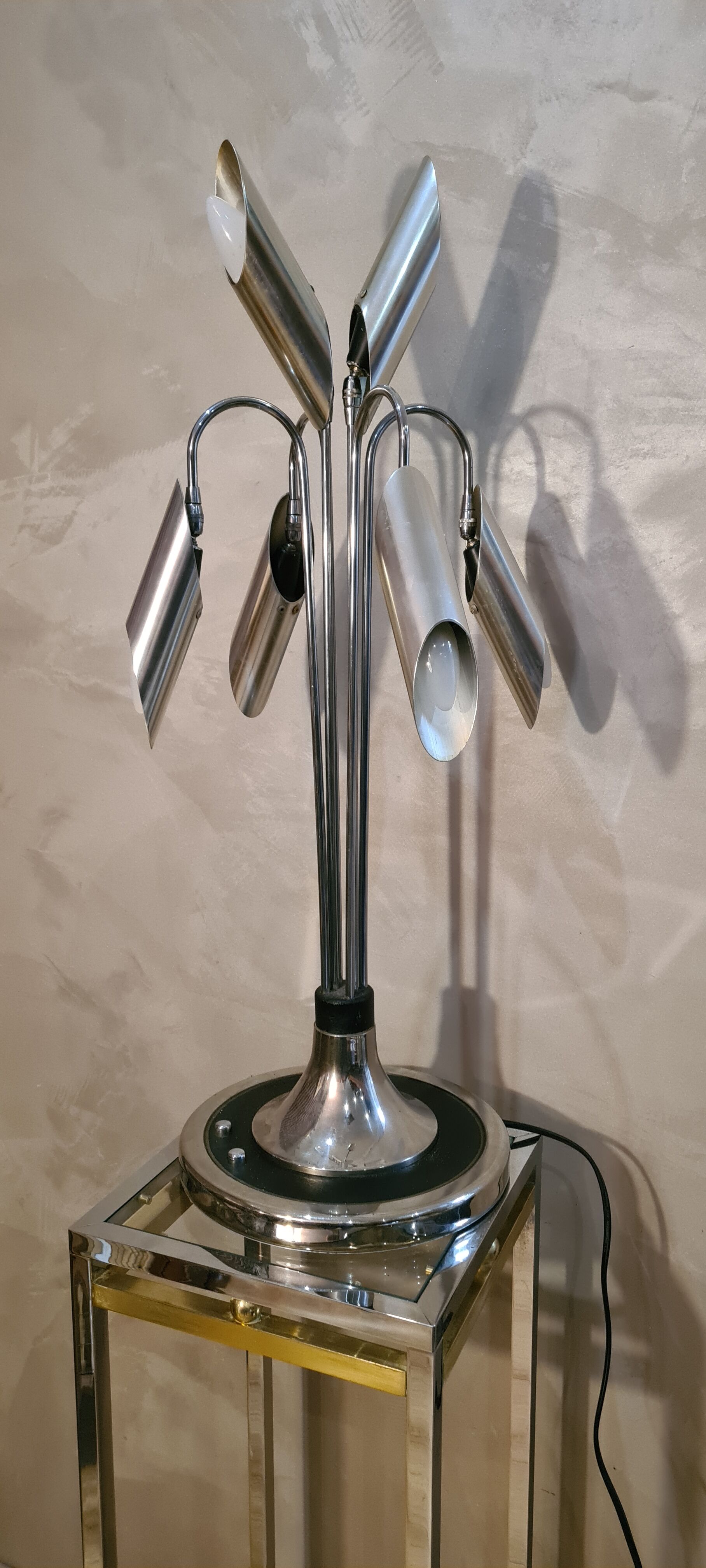 Space Age Chrome lamp and aluminum  Italy, 1970s 80x30