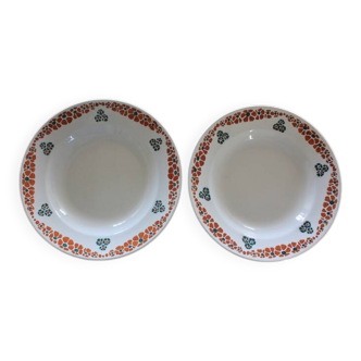 Set of 2 deep plates Faïencerie Nouvelle Givors model Yvette