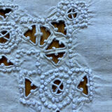 Nappe lin brodée main ancienne