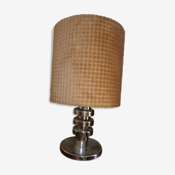 Lampe vintage 1970 avec abat jour en velours