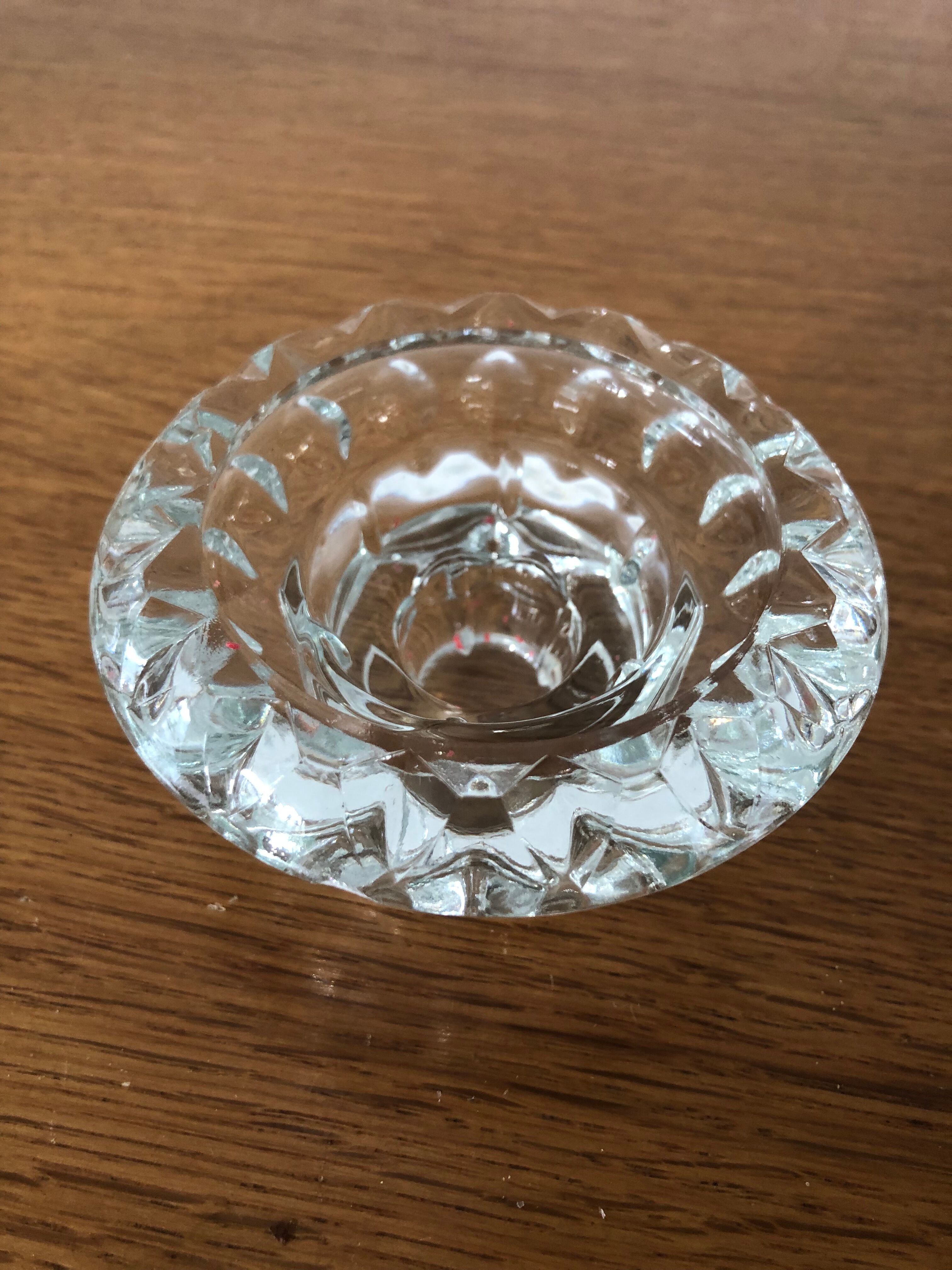 3 cut glass candle holders