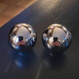 2 boutons de meuble en laiton chromé