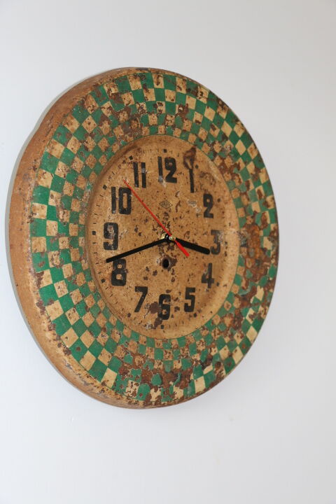 Green Japy checkerboard wall clock