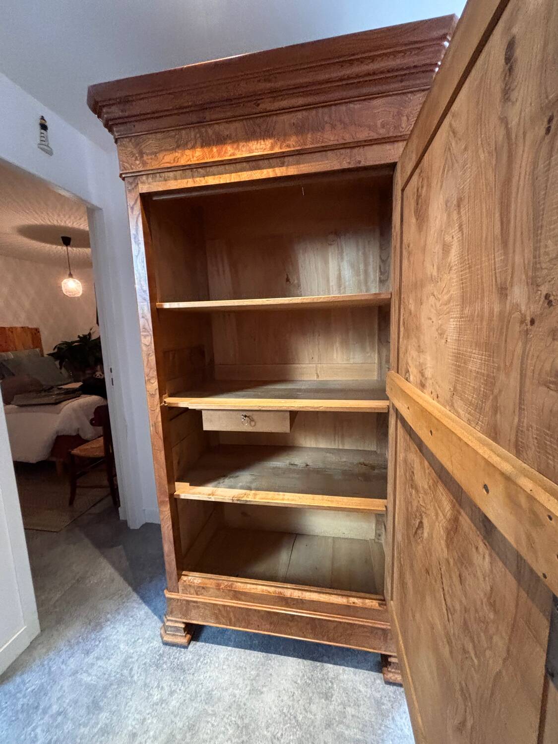 Elm burl cabinet