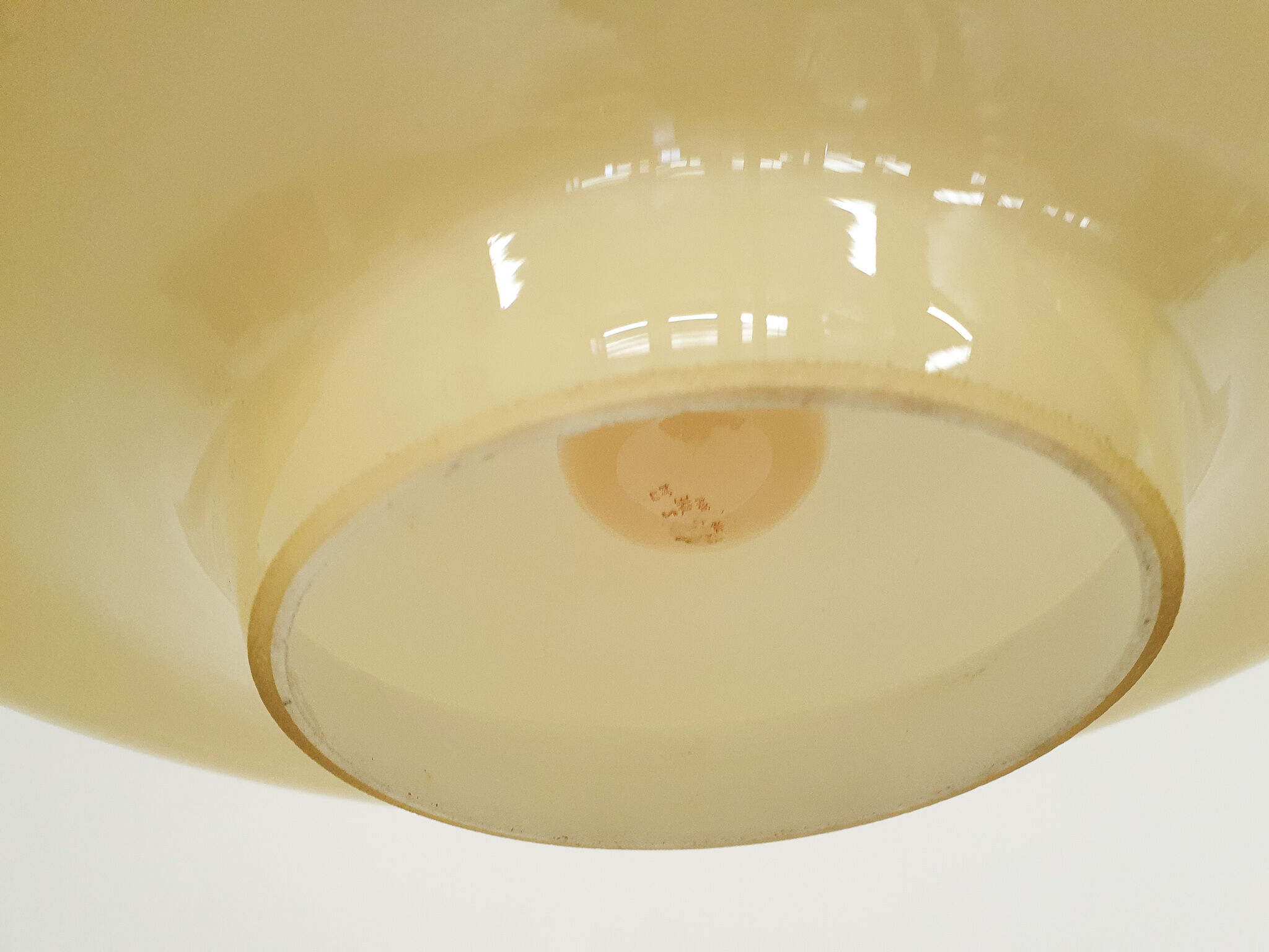 Mid-century modern yellow glass pendant light 1960's