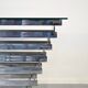 Italian stacked chrome and tinted glass console 1970