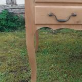 5-drawer desk with tapered legs in raw cherry wood