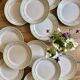 Set of 12 white, mint and gold flat plates, Mosèle de Lunéville