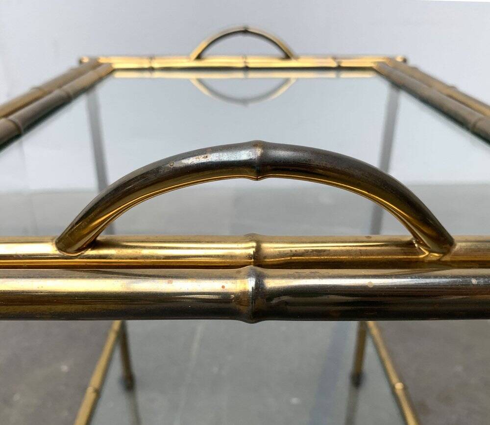 Bamboo imitation brass serving tray in Hollywood Regency style from the mid-century, 1960s.