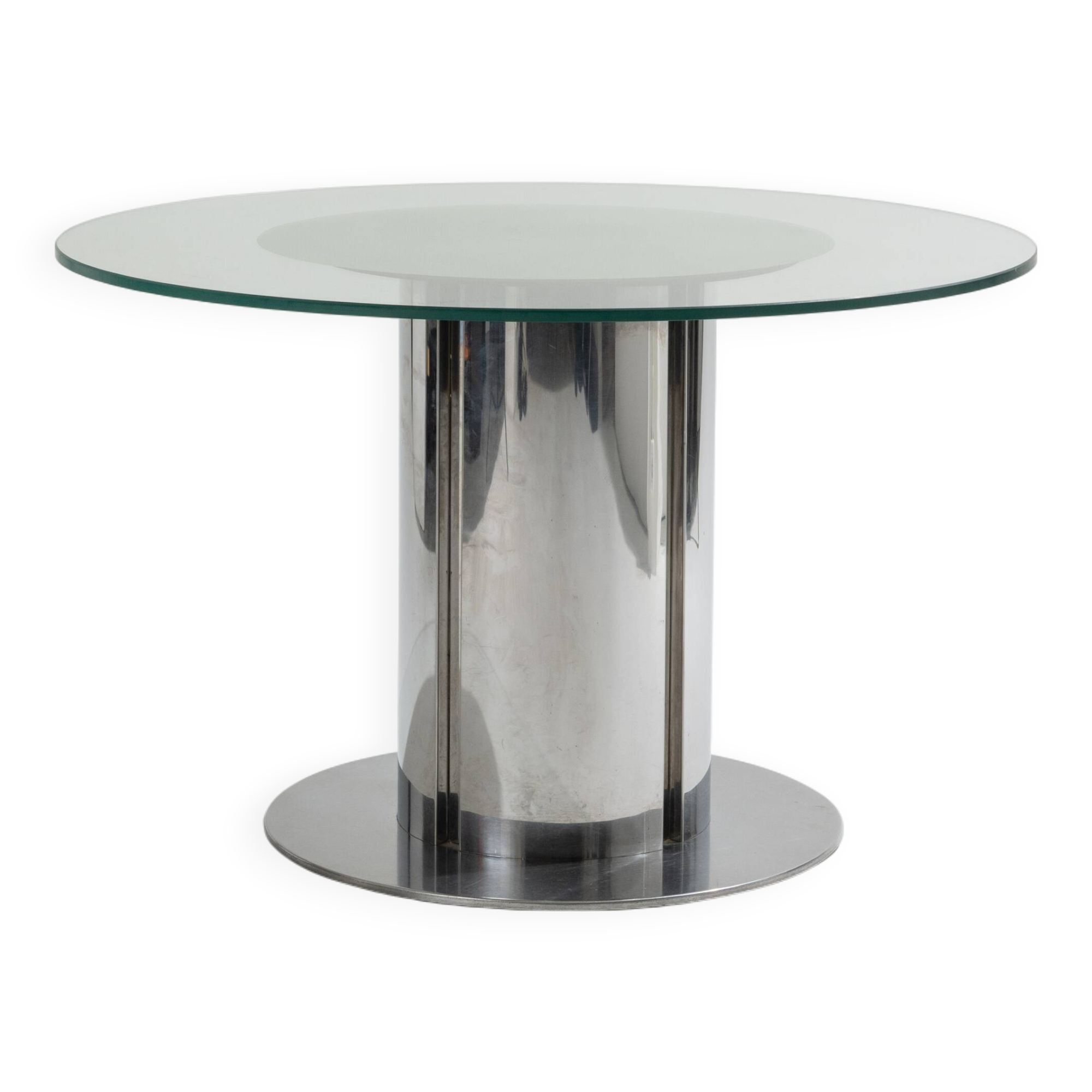Glass and chrome dining table, antonia astori, 1960s