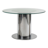 Glass and chrome dining table, antonia astori, 1960s