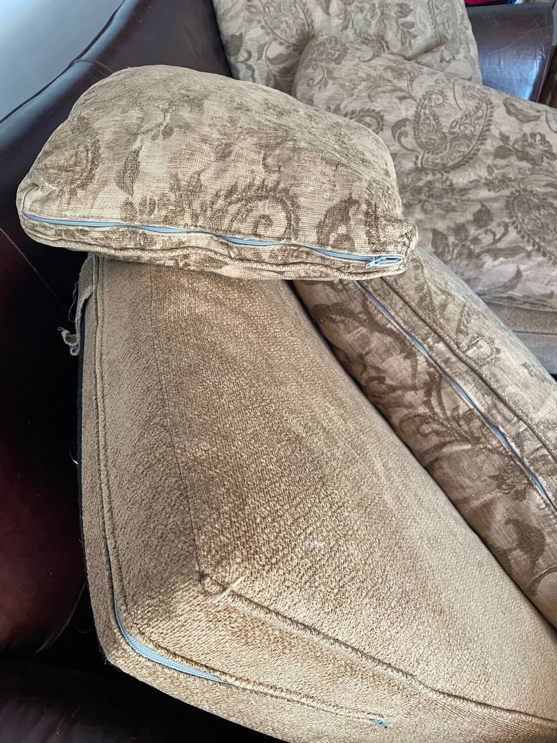 Leather and fabric sofa