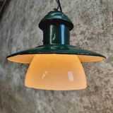 Vintage street lamp green enamel with glass