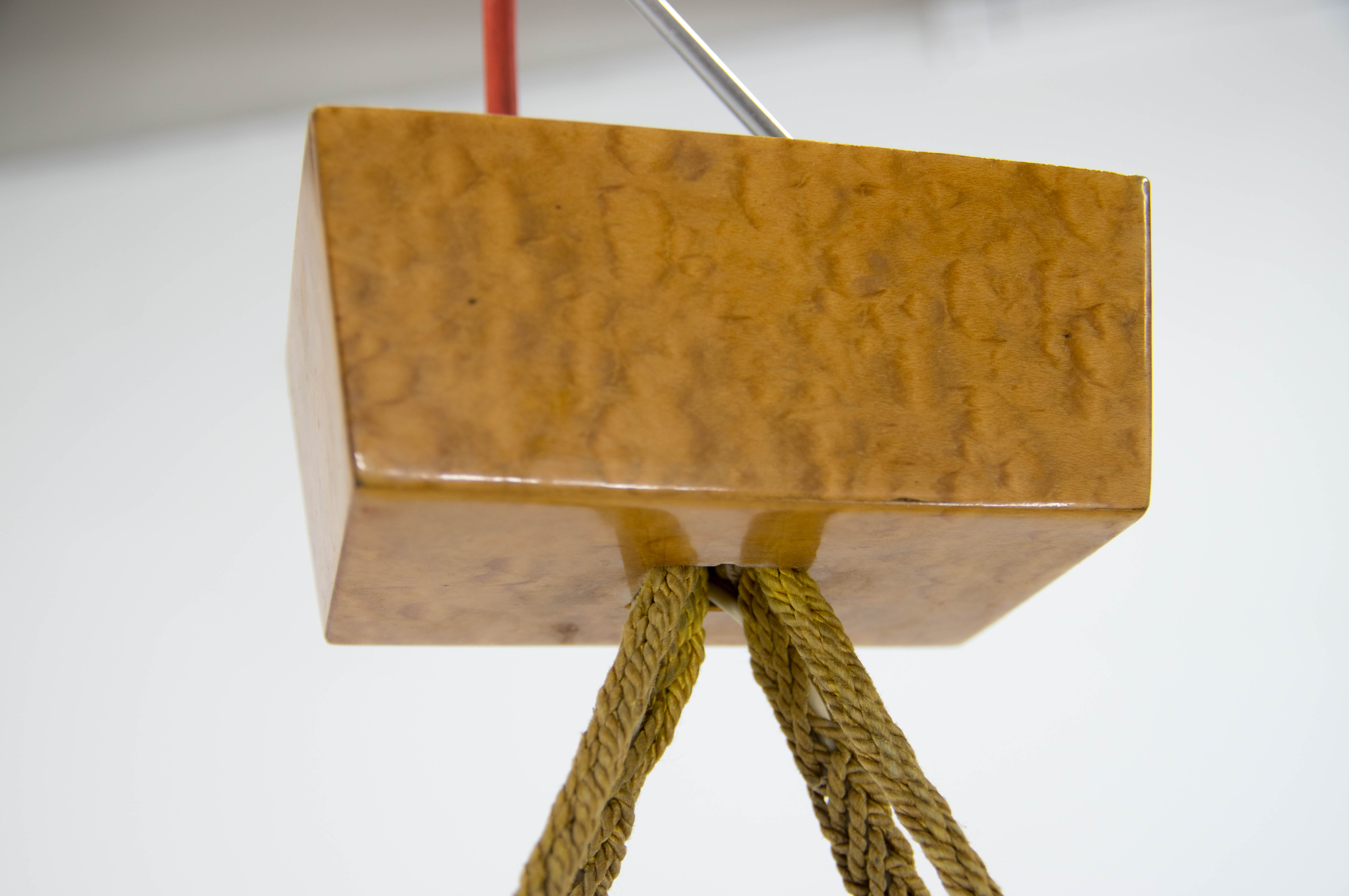 Mid-Century Wood and Glass Chandelier by Krasna Jizba, 1950s