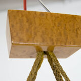 Mid-Century Wood and Glass Chandelier by Krasna Jizba, 1950s