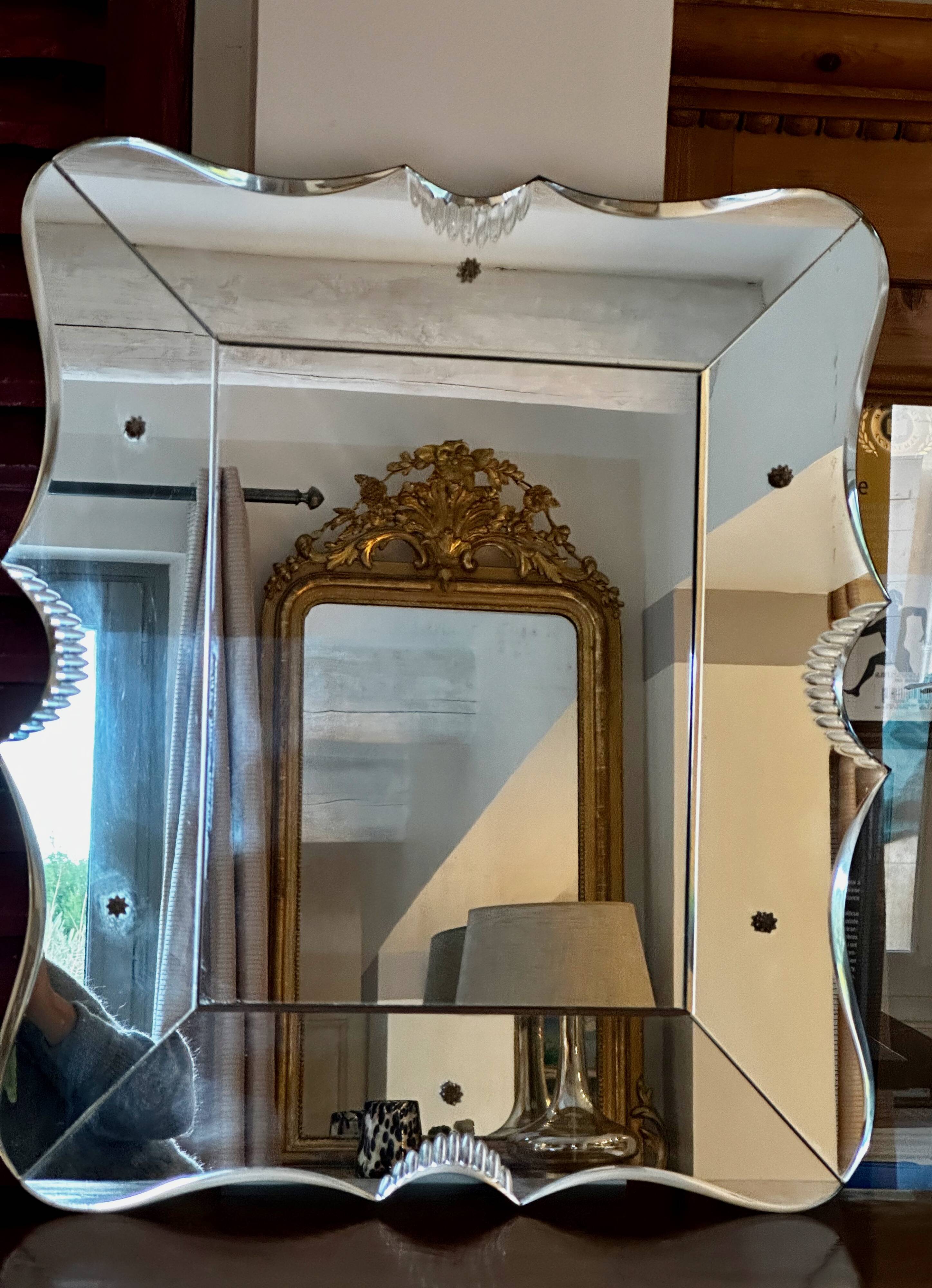 Venetian MIRROR in Murano beveled glass, Vintage