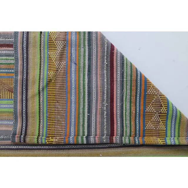 Tapis vintage turc Oushak fait main en laine et coton vert, années 1970