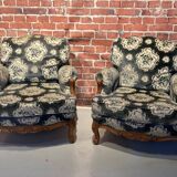 Pair of Louis XV style bergere armchairs