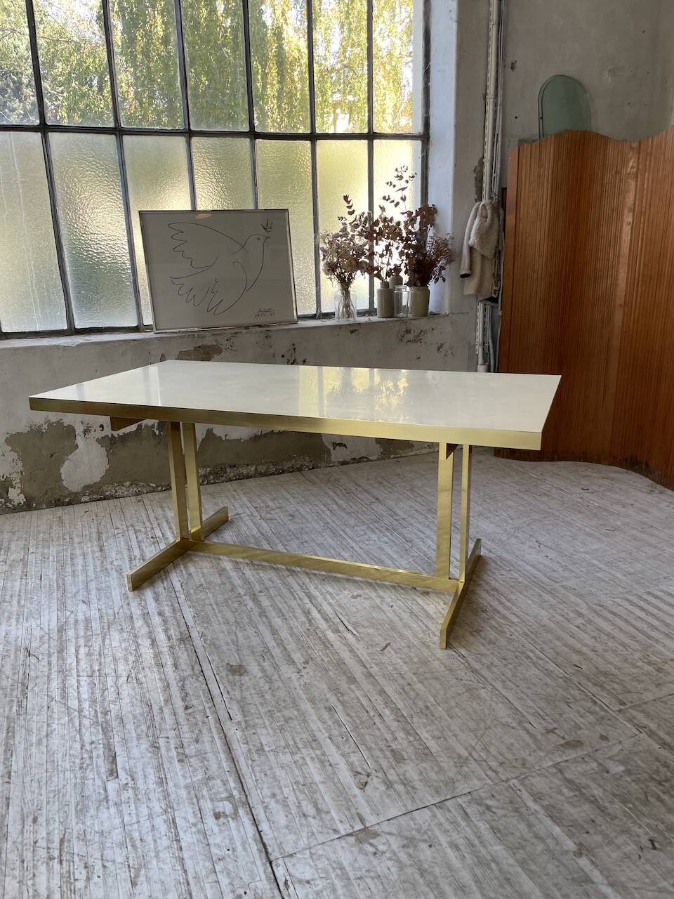 Brass table 1970 Italian lacquer