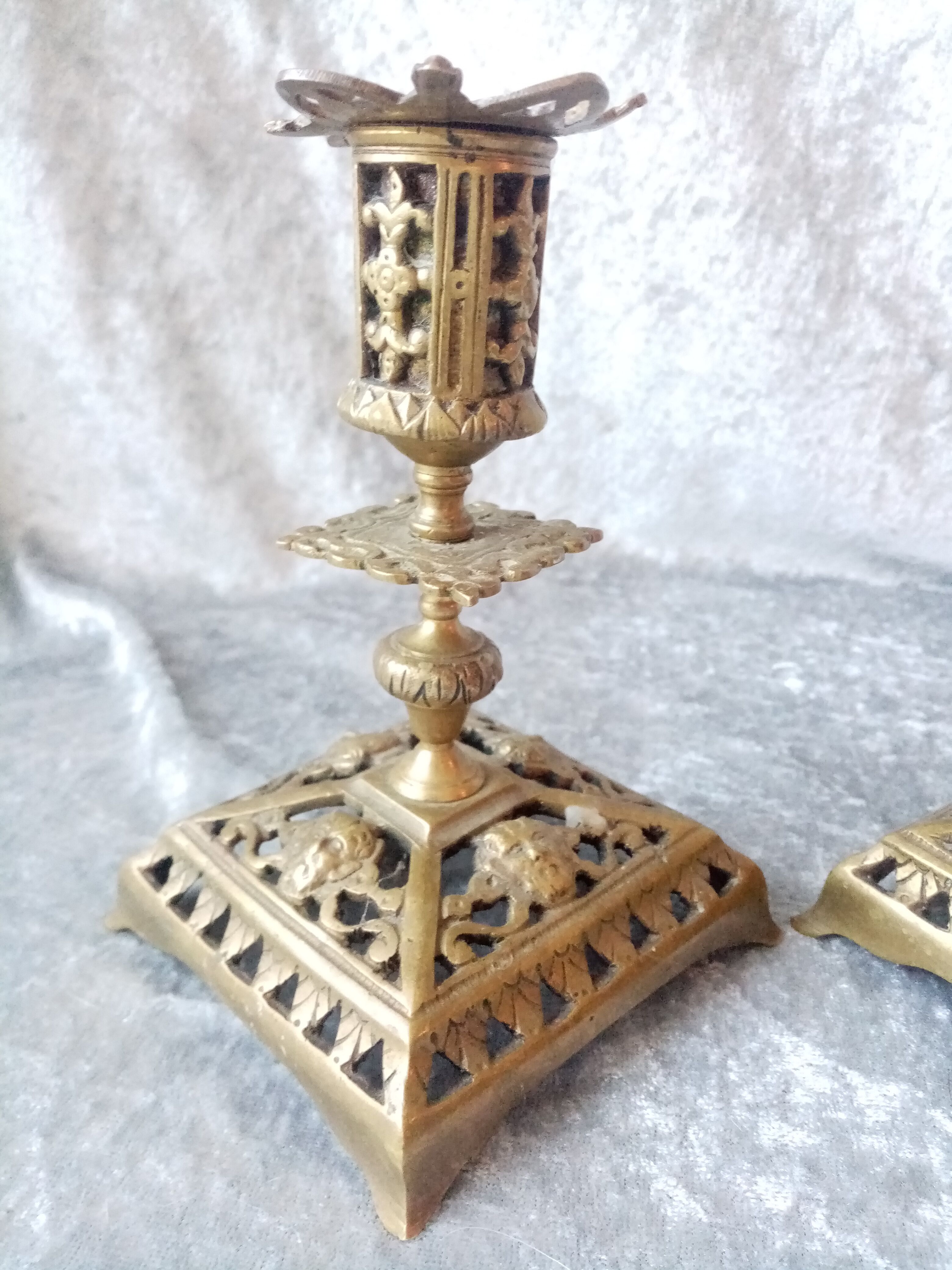 Pair of bronze candlesticks, 19th