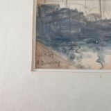 André Duculty (1912-1990) Charcoal and watercolor on paper "Evening mist on the Seine" Signed below