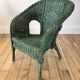 Fauteuil enfant en rotin vert années 60-70