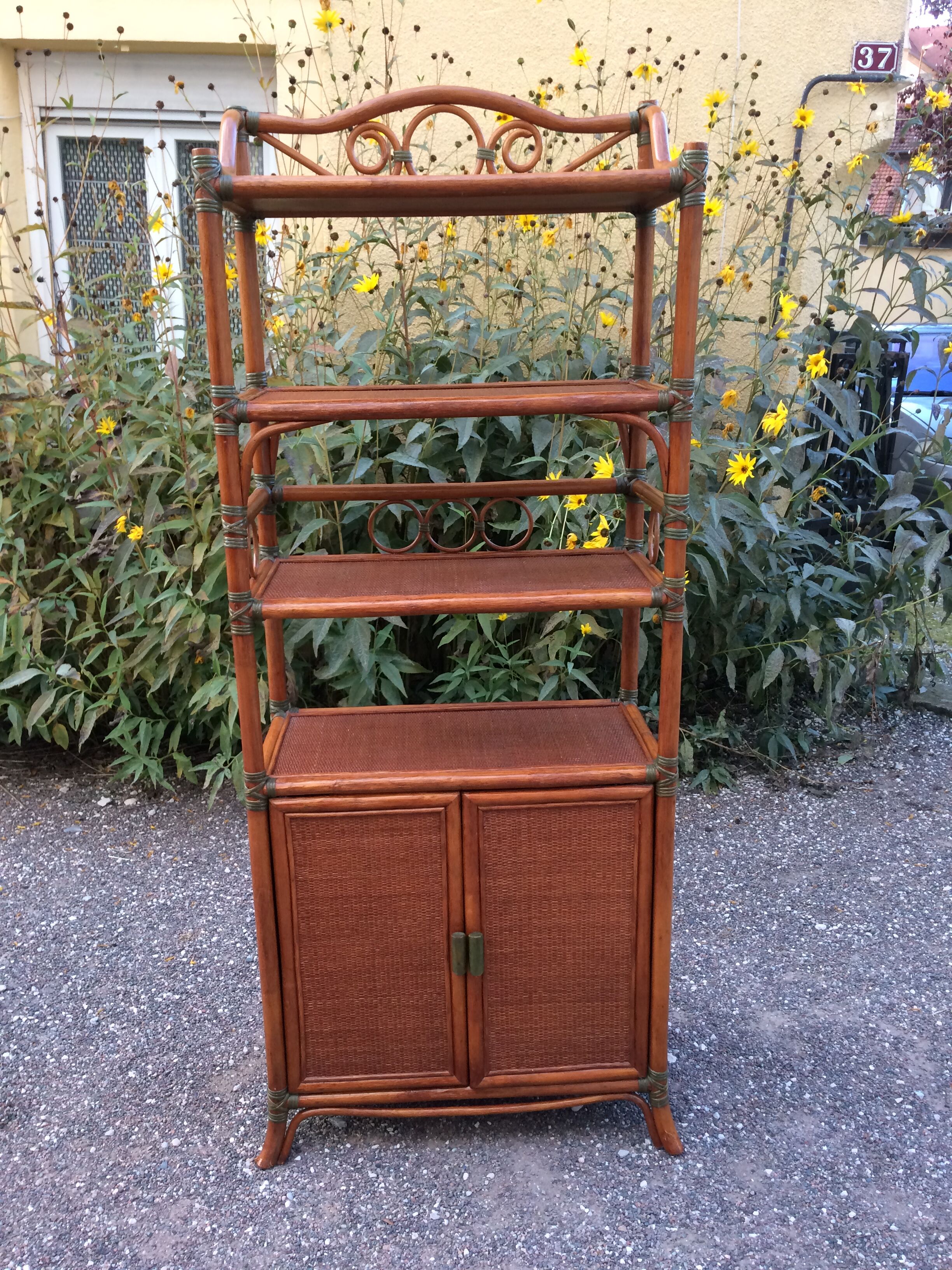 Bamboo and cane shelf
