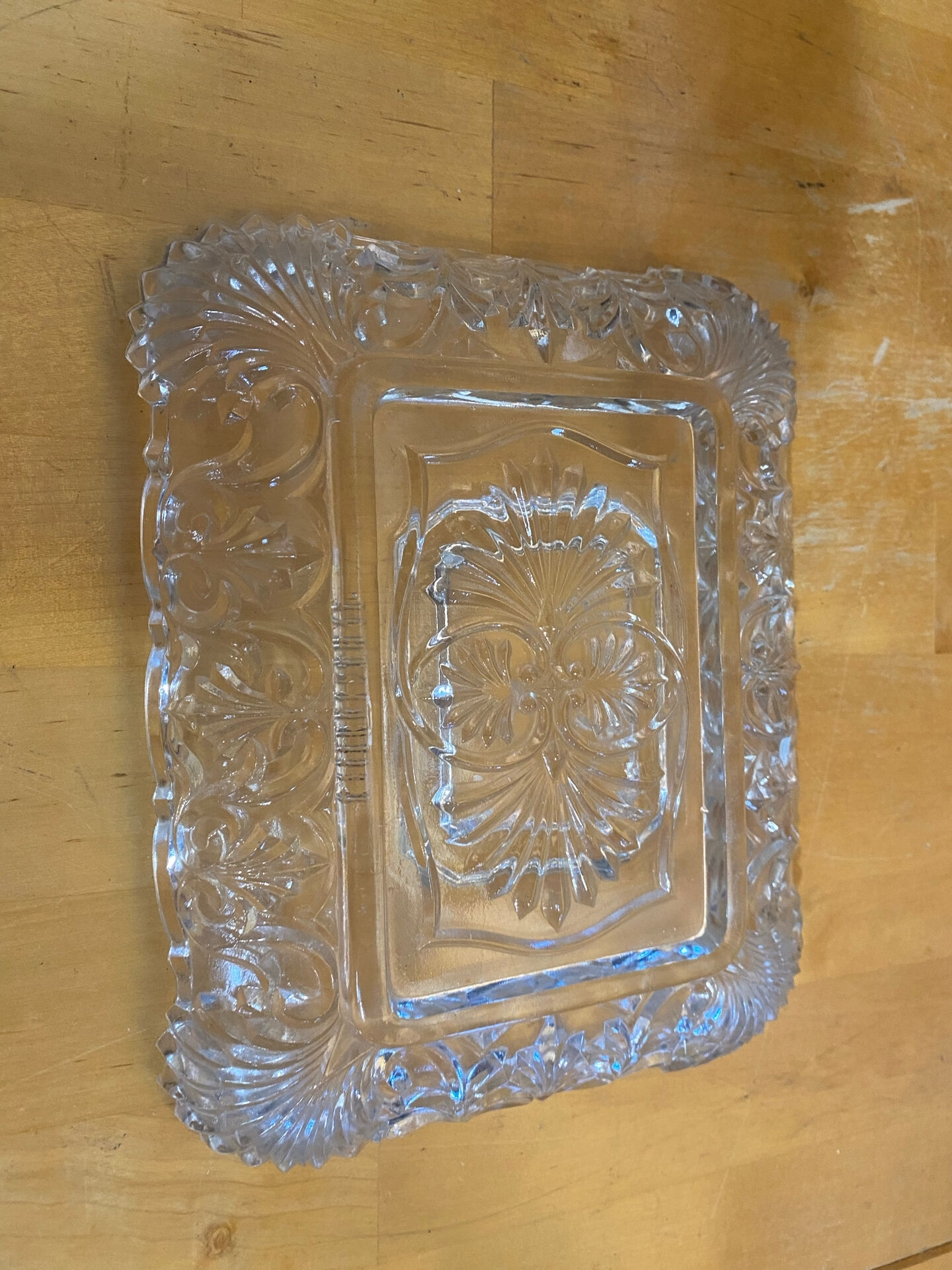 Vintage vallerysthal crystal moulded cut pocket ashtray #