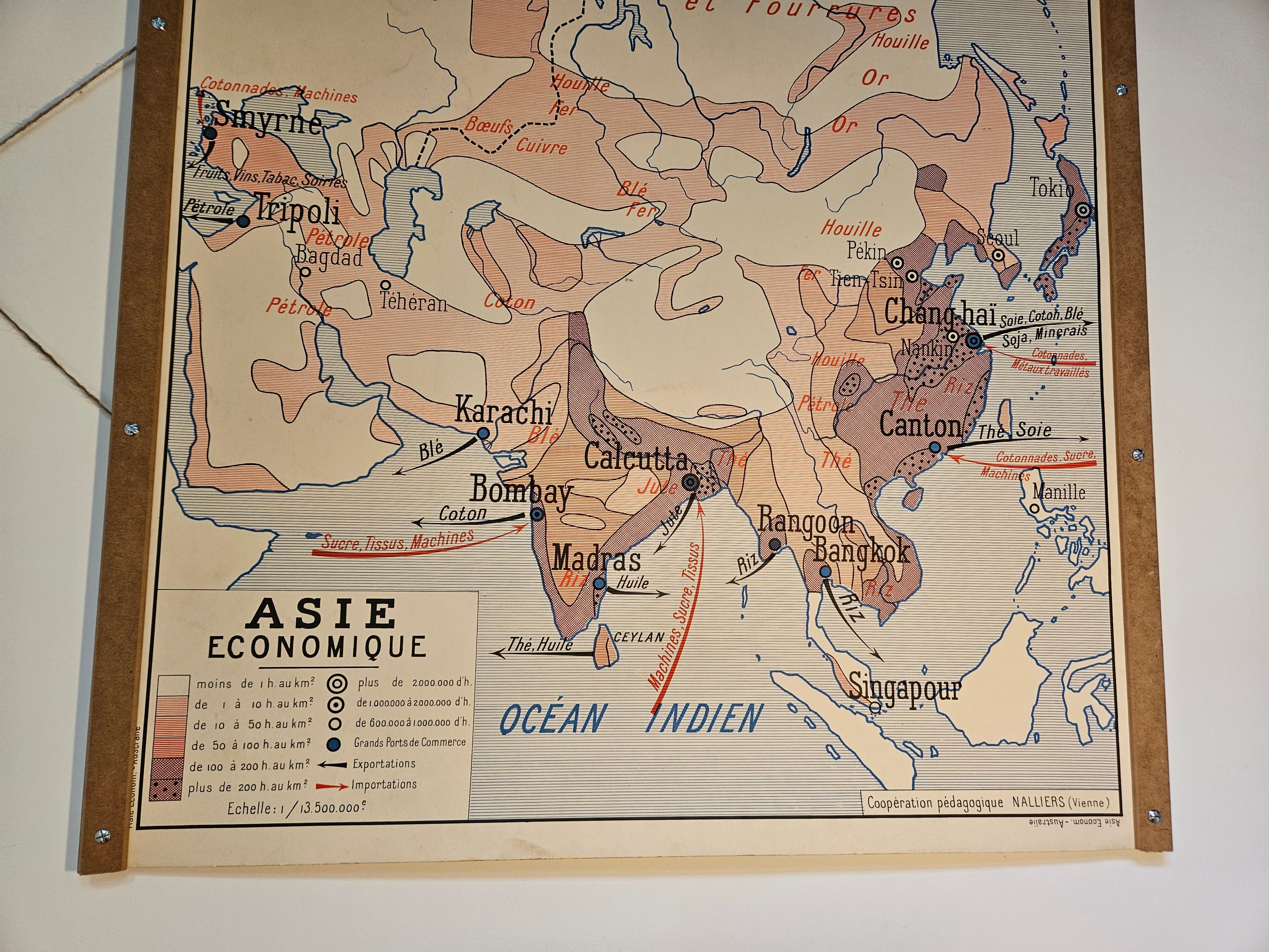 Old school map of geography of Australia and Asia double-sided