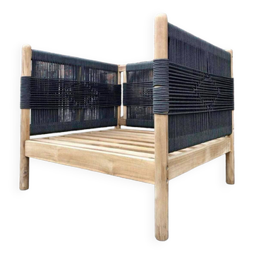 Fauteuil de jardin en teck et corde, odette kaki/écru la redoute interieurs