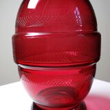 Small carafe, glass/crystal, antique ruby glass, engraved, 19th-20th century.