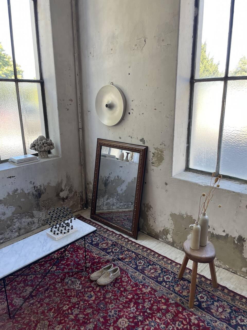 1900 wooden mirror with nails