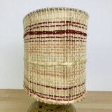 Pyrite stoneware ball lamp with vintage wool lampshade