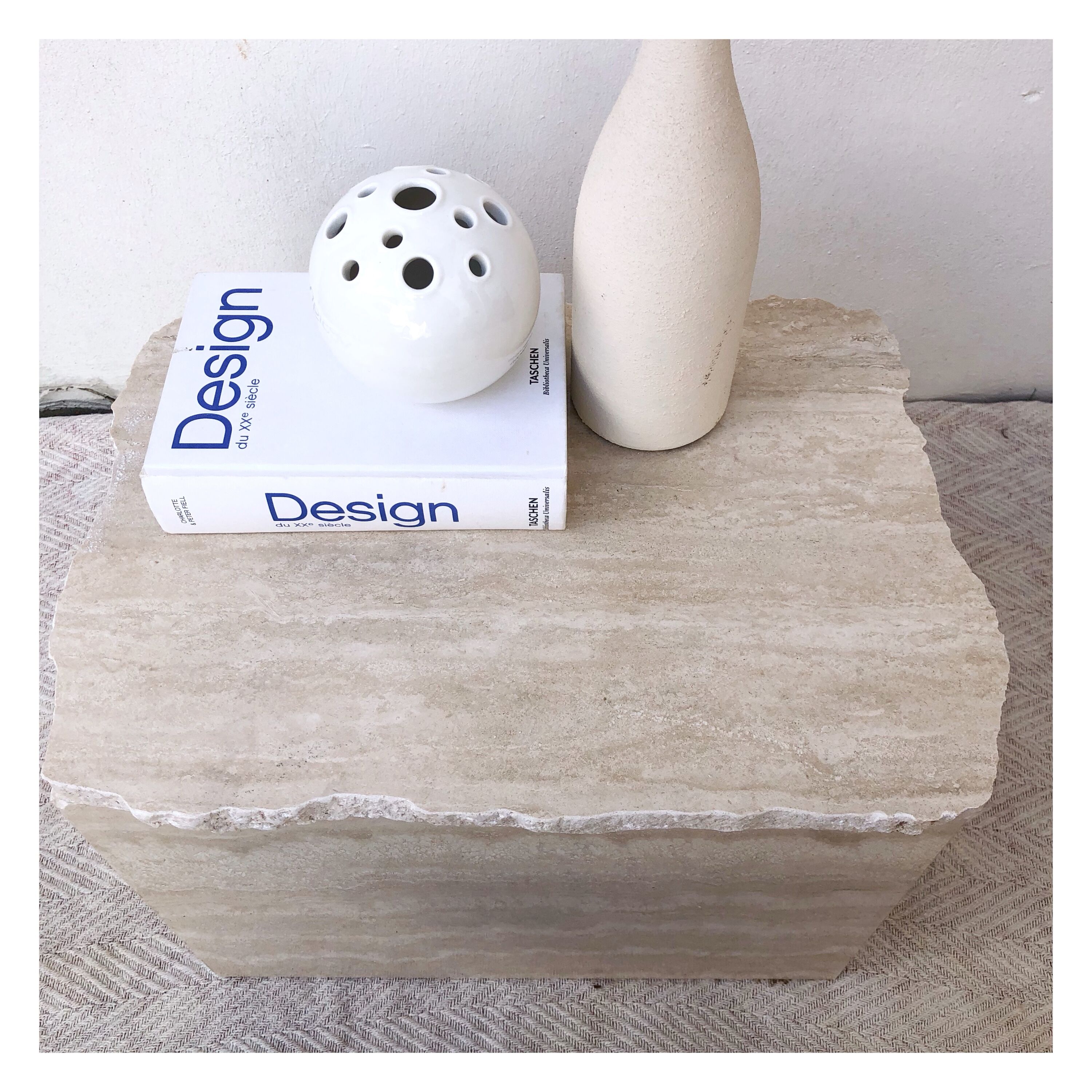 Bedside table / travertine sofa end