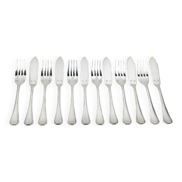 12x2 fish cutlery Christofle America silver-plated, design by Luc Lanel