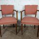 2 fauteuils bridge moustache années 50 rose pale