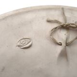 Relief mural signed in ceramic, sun with blue and gold face, 1990s.