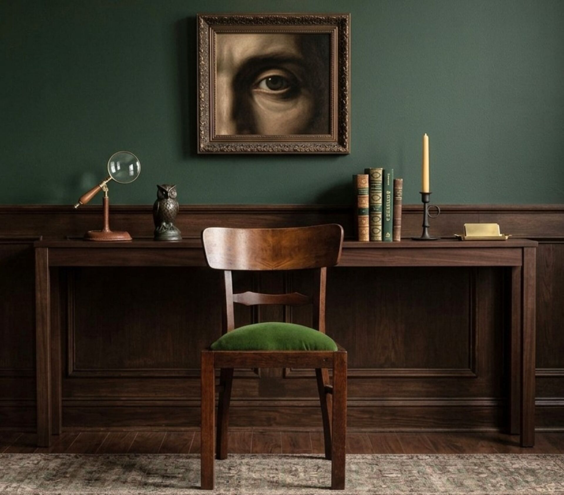 Chaise de bureau vintage vert mother 1930