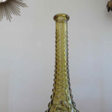 Bottle, carafe, Empoli, Italy, yellow bubbled glass, 60s 70s