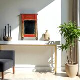 Restoration period mirror 1830 patinated gilded carved wood 48x33 cm